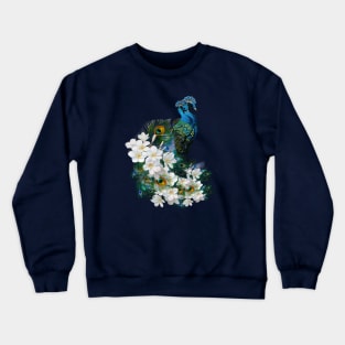 Blue-green Metallic Peacocks Crewneck Sweatshirt